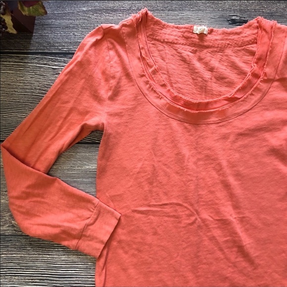 J Crew Factory long sleeve t-shirt peachy coral Sm - Picture 3 of 7